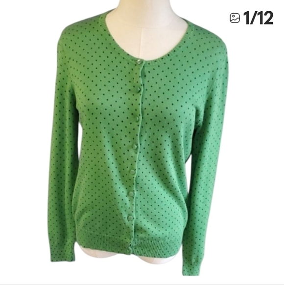 L.L. Bean Green Cardigan Buttondown Sweater Sz M - Picture 13 of 13